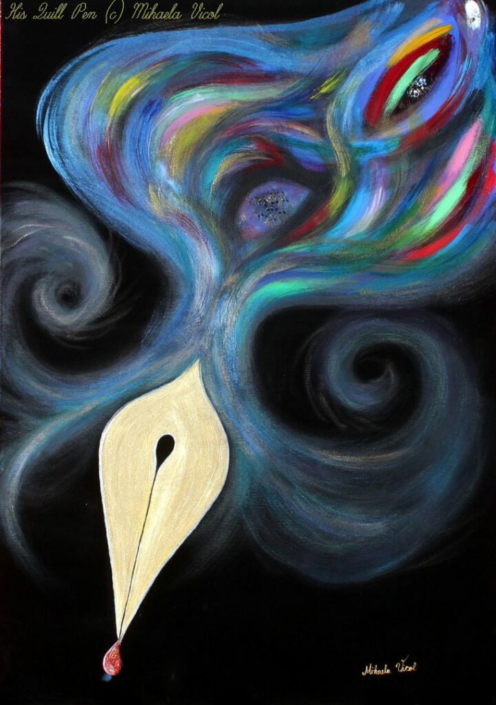 His Quill Pen-Abstract Acrylic Paint by Mihaela Vicol