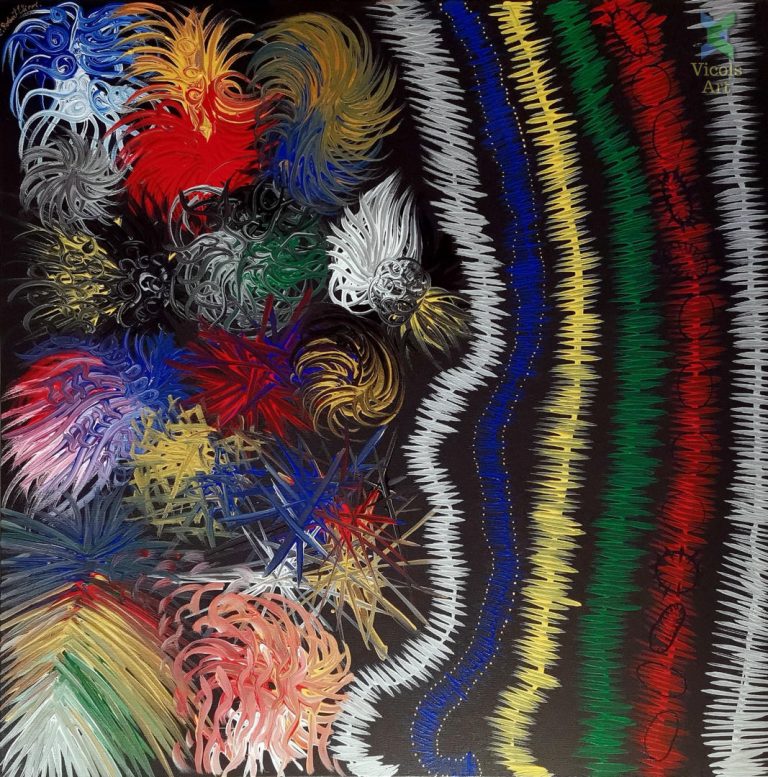 Smile or die – Canvas 90 x 90 cm – Abstract Acrylic Paint by Emilian Robert Vicol